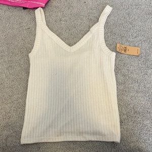 American Eagle Ribbed Tank Top White